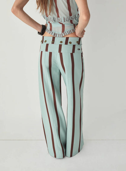 Pantalon Rayé Turquoise Tashi - Laagam