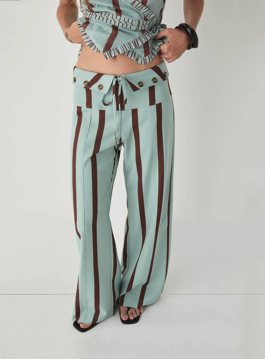 Pantalon Rayé Turquoise Tashi - Laagam