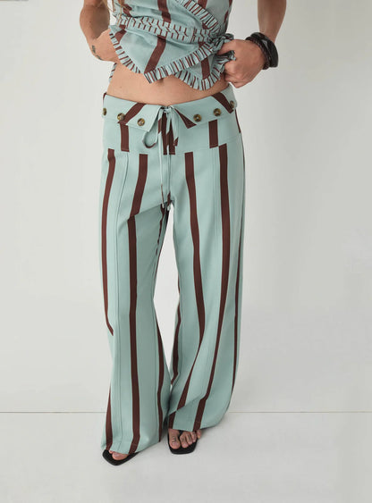 Pantalon Rayé Turquoise Tashi - Laagam