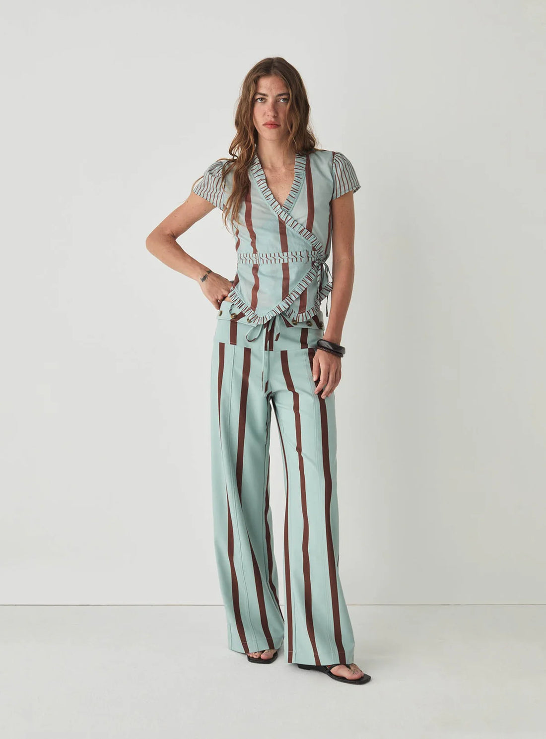 Pantalon Rayé Turquoise Tashi - Laagam