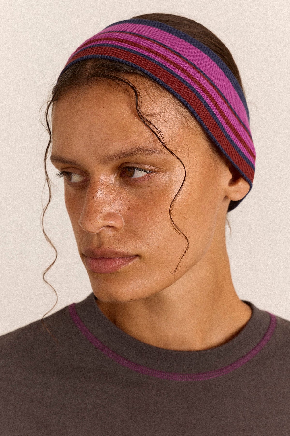 Bandeau rayé violet - Damson Madder, photo 2
