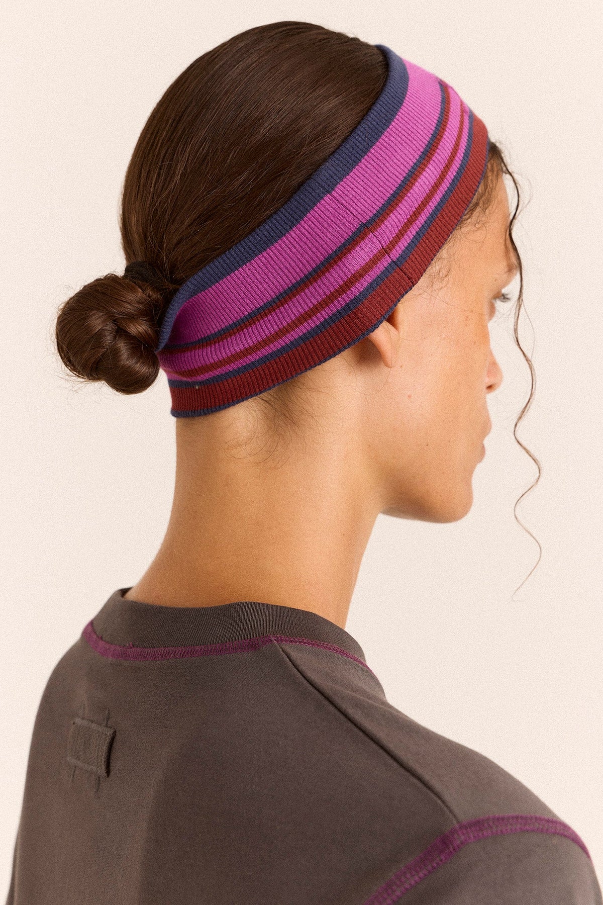 Bandeau rayé violet - Damson Madder, photo 3