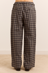 Pantalon Tomasina jambe droite à carreaux, vue de face