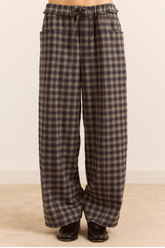 Pantalon Tomasina à carreaux bleu marine et vert Damson Madder