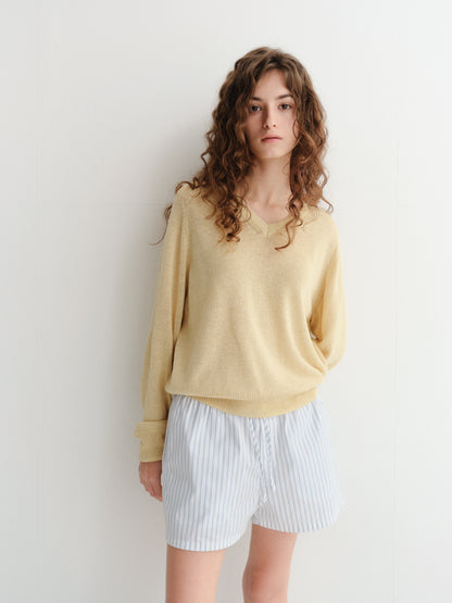 Mini Short Rayé Blanc Coton - Dunst
