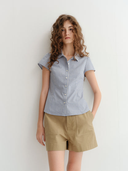 Chemisier Carreaux Bleu Blanc - Dunst