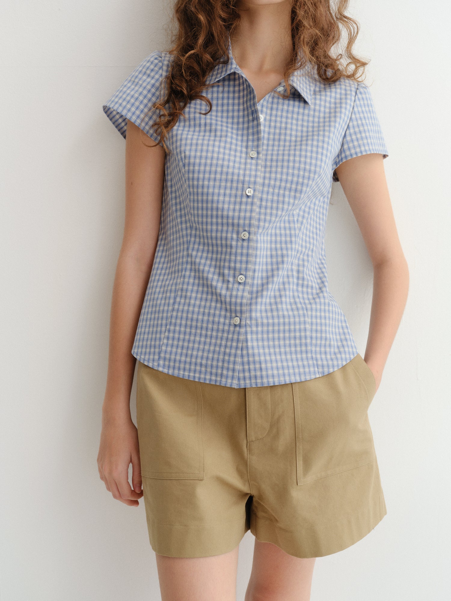 Chemisier Carreaux Bleu Blanc - Dunst