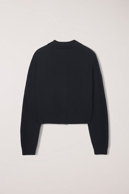 Cardigan Noir Col Polo - Dunst