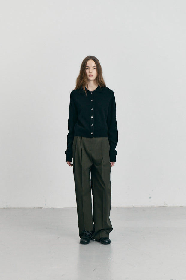 Cardigan Noir Col Polo - Dunst