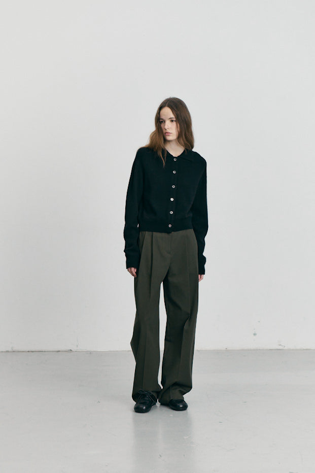 Cardigan Noir Col Polo - Dunst