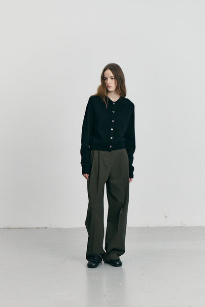 Cardigan Noir Col Polo - Dunst