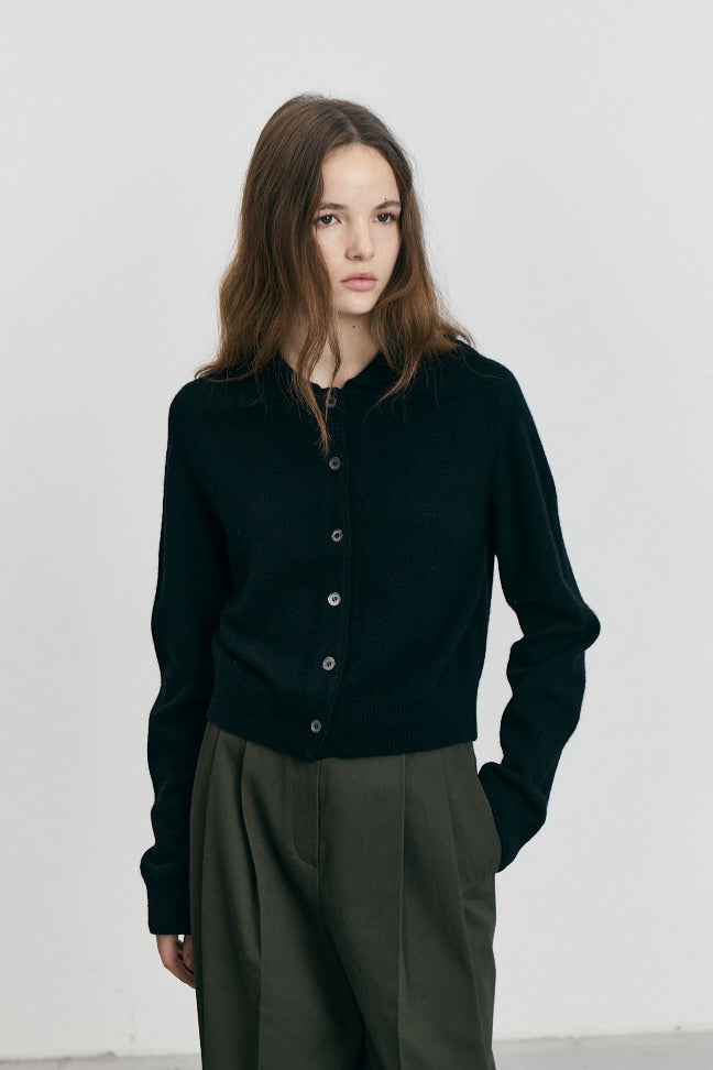 Cardigan Noir Col Polo - Dunst