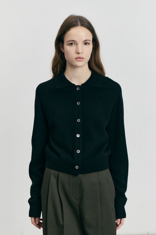 Cardigan Noir Col Polo - Dunst