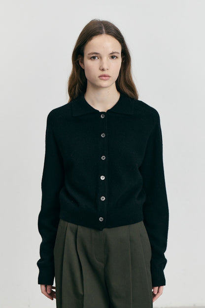 Cardigan Noir Col Polo - Dunst