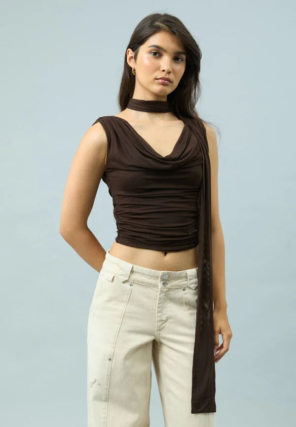 Top Drapé Marron - House Of Sunny