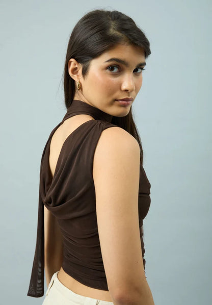 Top Drapé Marron - House Of Sunny
