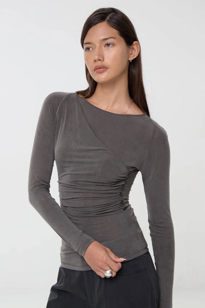 Top Kylie Cupro Wrap - Peachy Den
