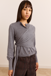 Cardigan cache-cœur Venna gris - Damson Madder