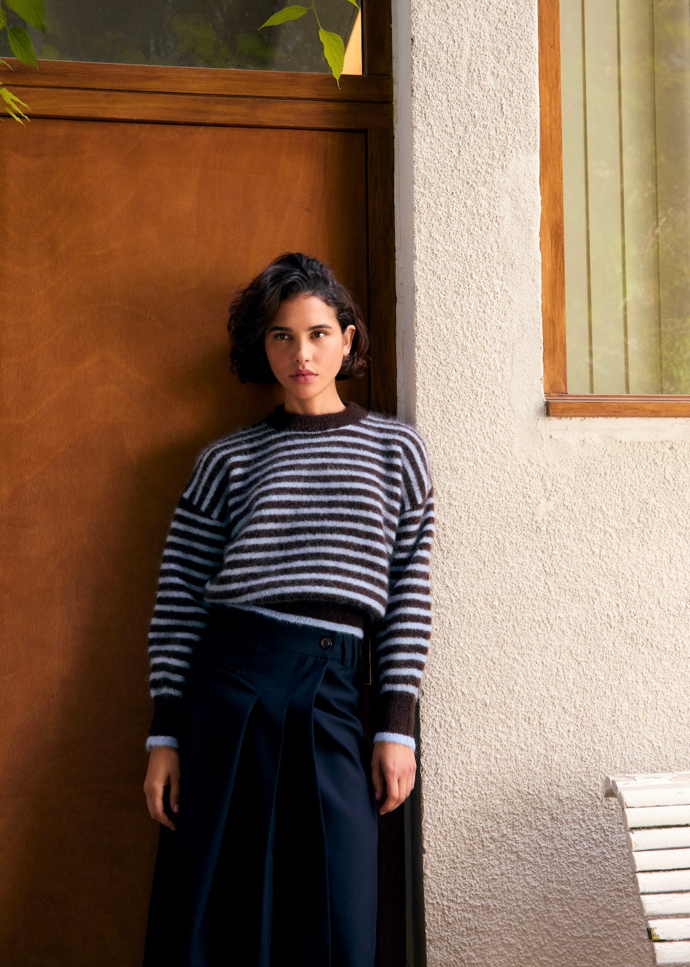 Pull Lala en mohair rayures chocolat et bleu ciel Surprise - photo 1