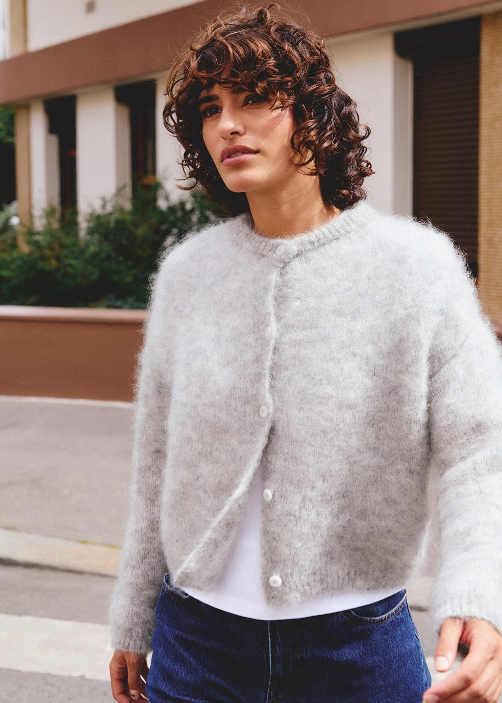 Cardigan Olivia en mohair gris Surprise - photo 1