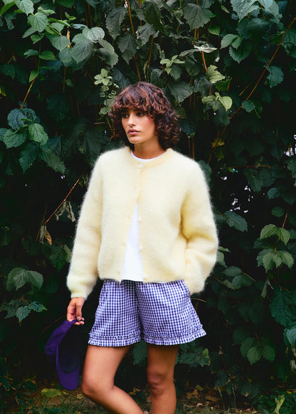 Cardigan Olivia en mohair jaune clair Surprise - photo 2