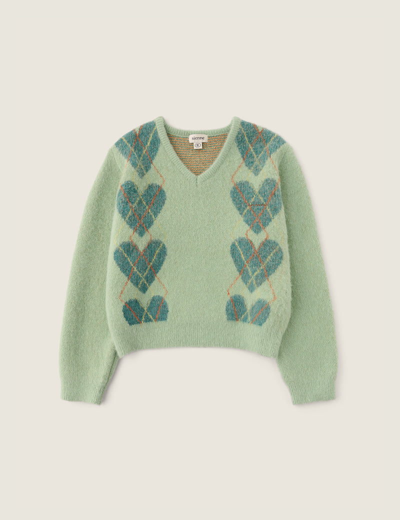 Pull Heart Argyle Mint - Sienne