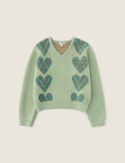 Pull Heart Argyle Mint - Sienne