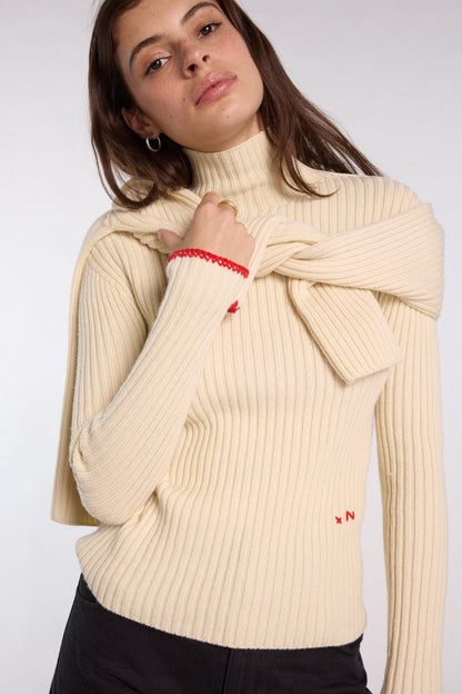 Pull col roulé écru Jil - Nitah, photo 3