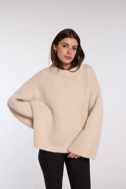 Pull oversize en alpaga écru Nina - Nitah, photo 2