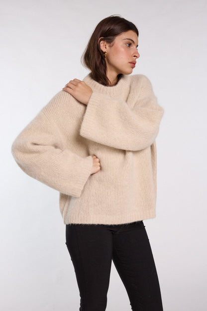 Pull oversize en alpaga écru Nina - Nitah, photo 3