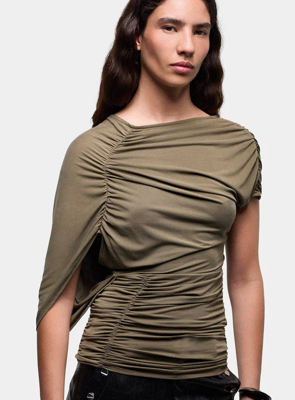 Top Drapé Aeris Khaki - Laagam